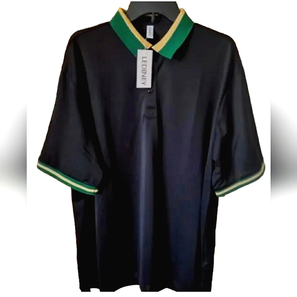 New! Lediney 2XL Men's Polo Golf Tennis Shirt. Regular Fit. Black. - Picture 9 of 9